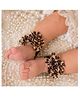 Akinos Kids Satin Floral Applique Detailed Barefoot Sandals - Brown
