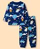 Babyhug Cotton Knit Full Sleeves Co-Ords T-Shirt & Pyjama Night Suit with Vehicle Print - Blue