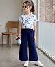 Ollington St. Cotton Woven Half Sleeves Top & Culotes Set Floral Print - Navy Blue