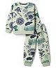 Smarty Boys Fleece Knit Full Sleeves Winter Wear Co-Ords Suit With Text Print - Green