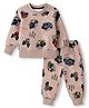 Smarty Boys Fleece Knit Full Sleeves Winter Wear Suit With Vehicle & Text Print - Beige
