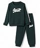 Smarty Boys Looper Knit T-Shirt & Joggers Set With Stud Text Print - Green