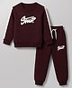 Smarty Boys Looper Knit T-Shirt & Joggers Set With Stud Text Print - Wine