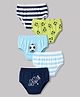Doodle Poodle 100% Cotton Single Jersey Knit Striped Briefs With Football Print Pack Of 5 - Blue Yellow Light Yellow & Neavy Blue