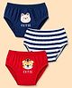 Doodle Poodle 100% Cotton Single Jersey Knit Striped Briefs with Cub Face Print Pack of 3- Red & Navy