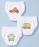 Doodle Poodle 100% Cotton Single Jersey Knit Car Printed Briefs Pack of 3 - White