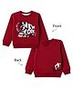 Doreme Fleece Knit Full Sleeves Text Printed Sweatshirt - Red