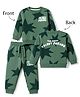 Doreme Fleece Knitted Full Sleeves Winter Wear T-Shirt & Joggers Set with Front & Back Text & Star Print - Green