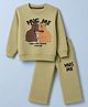 Doreme Fleece Knitted Full Sleeves Winter Wear T-Shirt & Joggers Set with Simba Print - Green