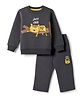Doreme Fleece Knitted Full Sleeves Winter Wear T-Shirt & Joggers Set with Tiger Print - Grey