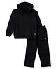 Doreme Fleece Knitted Full Sleeves Solid Color Winter Wear Hooded T-Shirt & Joggers Set - Black