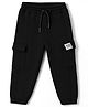 Doreme Knit Full Length Fleece Pant With Text Applique - Black