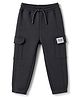 Doreme Knit Full Length Fleece Pant With Text Applique - Charcoal Grey
