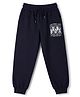 Taeko Looper Knit Full Length Text Printed Lounge Pant - Navy Blue
