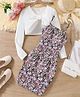 STH Cotton Woven Floral Printed Dress With Full Sleeves Solid Shrug - Multi Colour