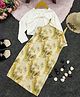 STH Knitted Marble Printed Dress With Full Sleeves Solid Shrug - Lemon Yellow