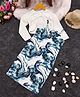 STH Knitted Marble Printed  Dress With Full Sleeves Solid  Shrug - Blue