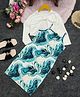 STH Knitted Marble Printed  Dress With Full Sleeves Solid  Shrug - Teal Blue