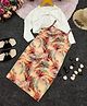STH Knitted Marble Printed  Dress With Full Sleeves Solid  Shrug - Beige