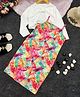 STH Knitted Marble Printed Dress With Full Sleeves Solid Shrug - Multi Colour