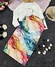 STH Knitted Marble Printed Dress With Full Sleeves Solid Shrug - Multi Colour