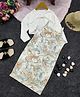 STH Knitted Marble Printed Dress With Full Sleeves Solid Shrug - Cream