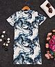 STH Knitted Half Sleeves Marble Printed Dress - Blue