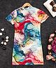 STH Knitted Half Sleeves Marble Printed Dress - Teal Blue