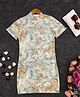 STH Knitted Half Sleeves Marble Printed Dress - Cream