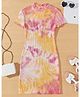 STH Knitted Half Sleeves Tie Dye Dress - Pink