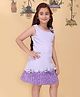 Cutecumber Georgette Woven Sleeveless Floral Applique Detailed Dress - Purple