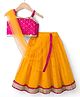 Saka Designs Net Woven Sleeveless Choli Lahenga & Dupatta Set with Zari Floral Design - Dark Pink