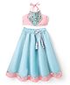 Saka Designs Net Woven Sleeveless Sequinned Choli & Lahenga Set - Pink & Light Blue
