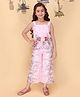 Cutecumber Lace Woven Sleeveless Floral Embroidered & Applique Detailed Top & Palazzo Set - Pink