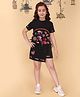 Cutecumber Knitted Half Sleeves Hot Air Balloons Printed Top & Skort Set - Black