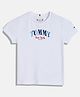 Tommy Hilfiger  Cotton Knit Half  Sleeves T-Shirt with Brand Text Print - White