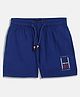 Tommy Hilfiger Cotton Knit Knee Length Text Printed Shorts - Blue