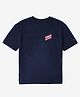 Tommy Hilfiger Cotton Knit Half Sleeves T-Shirt with Back & Front Text Print - Blue