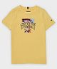 Tommy Hilfiger Cotton Knit Half Sleeves T-Shirt with Tommy Print - Yellow