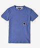 Tommy Hilfiger Cotton Knit T-Shirt with Half Sleeves and Logo Embroidery - Blue