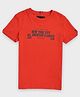 Tommy Hilfiger Cotton Knit T-Shirt with Half Sleeves and New York City Print - Red