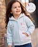 Mark & Mia Fleece Knit Oversized Hoodies with Full Sleeves and Bunny Applique - Light Blue