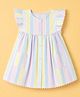 Simply Premium Seersucker Woven Half Sleeves One Piece Dress with Stripes - Pink