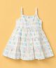 Simply Premium Poplin Woven Sleeveless Frock With Alphabet Print - White
