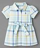 Simply Premium Oxford Woven Shirt Dress with Half Sleeves and Checked Print - Green