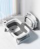 Babyhug Foldable Baby Bathtub | Compact Double Fold| Anti-Skid Base| Temperature Indicator| Suitable for 0 to 36 Months Boys & Girls| Drainage Plug - Grey