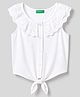 UCB Sleeveless Solid Knot & Schiffli Collar Top - White
