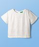 UCB Woven Half Sleeves Solid Colour Top with Sequinned Detailing - White