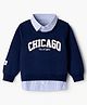 Babyhug 100% Cotton Knit Full Sleeves Heavy Gauge Sweatshirt With Chicago Print - Navy Blue