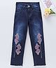 Enfance Shaded Beaded Ripped Full Length Jeans - Blue
